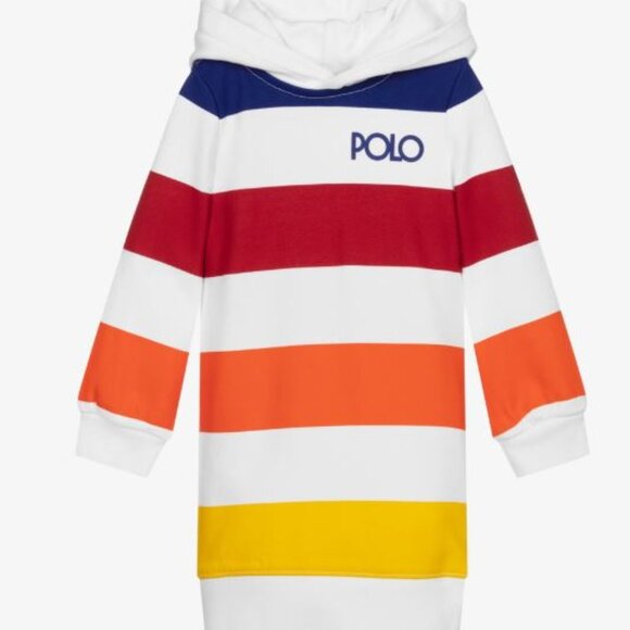 Polo Ralph Lauren Stripped Long Sleeve Fleece Hoodie Sweatshirt Dress - NWT - Picture 2 of 2